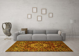 Machine Washable Persian Yellow Traditional Rug in a Living Room, wshtr1874yw