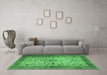 Machine Washable Persian Emerald Green Traditional Area Rugs in a Living Room,, wshtr1875emgrn