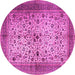 Round Machine Washable Persian Pink Traditional Rug, wshtr1875pnk