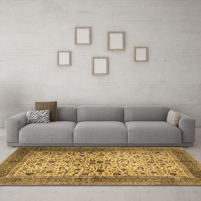 Machine Washable Persian Brown Traditional Rug in a Living Room,, wshtr1875brn