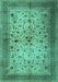 Machine Washable Persian Turquoise Traditional Area Rugs, wshtr1875turq