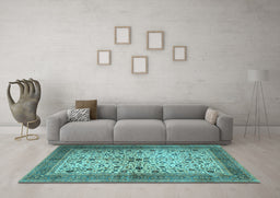 Machine Washable Persian Light Blue Traditional Rug in a Living Room, wshtr1875lblu
