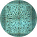 Round Machine Washable Persian Light Blue Traditional Rug, wshtr1875lblu