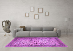 Machine Washable Persian Purple Traditional Area Rugs in a Living Room, wshtr1875pur