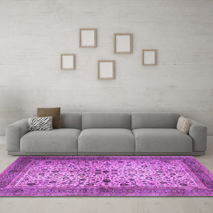 Machine Washable Persian Purple Traditional Area Rugs in a Living Room, wshtr1875pur