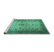 Sideview of Machine Washable Persian Turquoise Traditional Area Rugs, wshtr1875turq