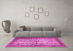 Machine Washable Persian Pink Traditional Rug in a Living Room, wshtr1875pnk