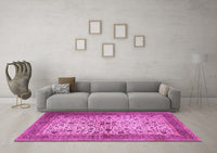 Machine Washable Persian Pink Traditional Rug, wshtr1875pnk