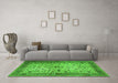 Machine Washable Persian Green Traditional Area Rugs in a Living Room,, wshtr1875grn