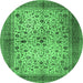 Round Persian Emerald Green Traditional Rug, tr1875emgrn