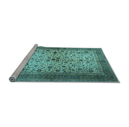 Sideview of Machine Washable Persian Light Blue Traditional Rug, wshtr1875lblu
