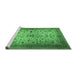 Sideview of Machine Washable Persian Emerald Green Traditional Area Rugs, wshtr1875emgrn