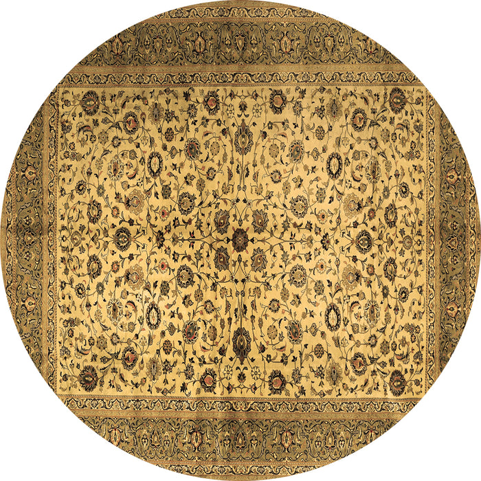 Round Persian Brown Traditional Rug, tr1875brn