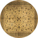 Round Persian Brown Traditional Rug, tr1875brn