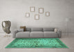 Machine Washable Persian Turquoise Traditional Area Rugs in a Living Room,, wshtr1875turq