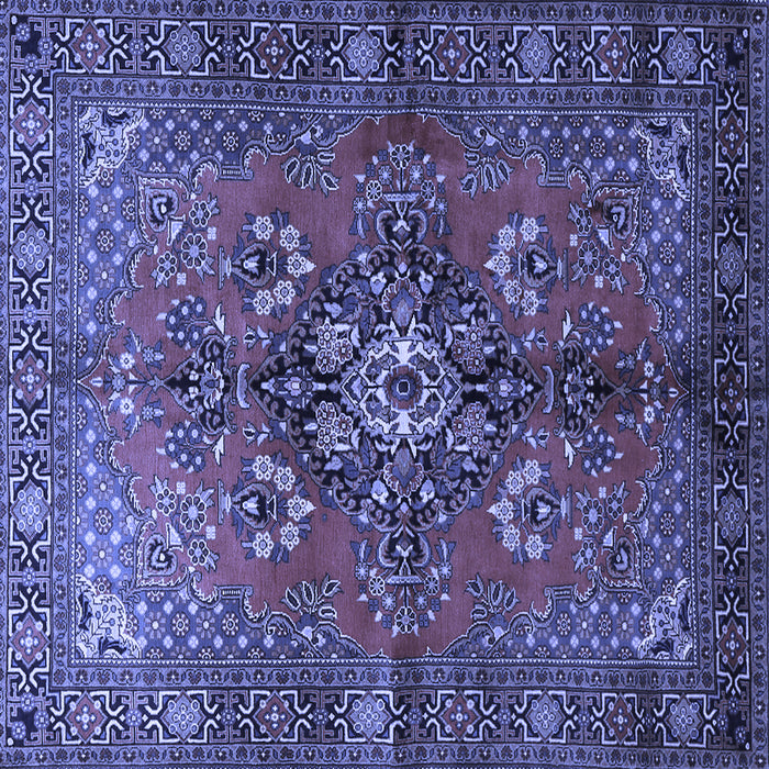 Square Machine Washable Persian Blue Traditional Rug, wshtr1876blu
