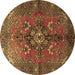 Round Persian Brown Traditional Rug, tr1876brn