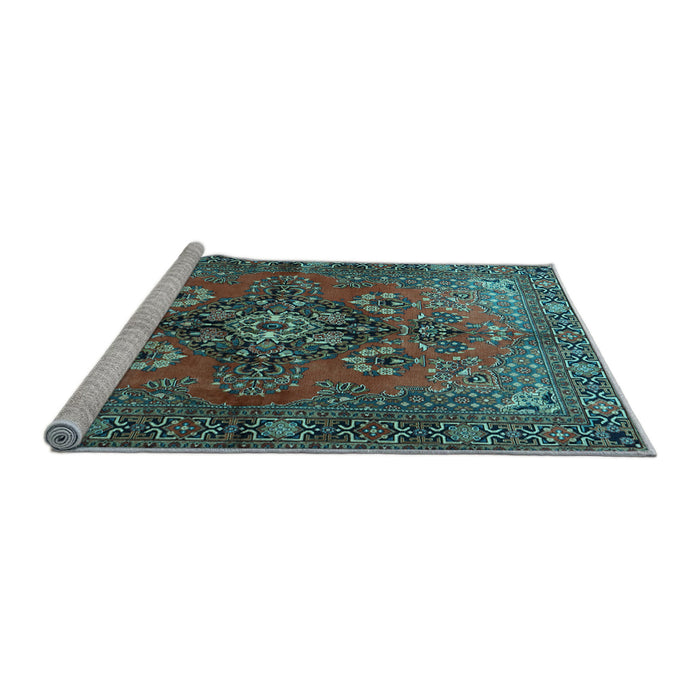 Sideview of Machine Washable Persian Light Blue Traditional Rug, wshtr1876lblu