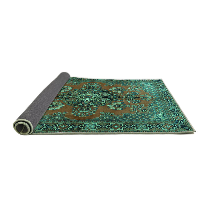 Sideview of Persian Turquoise Traditional Rug, tr1876turq