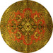 Round Machine Washable Persian Yellow Traditional Rug, wshtr1876yw