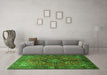 Machine Washable Persian Green Traditional Area Rugs in a Living Room,, wshtr1876grn