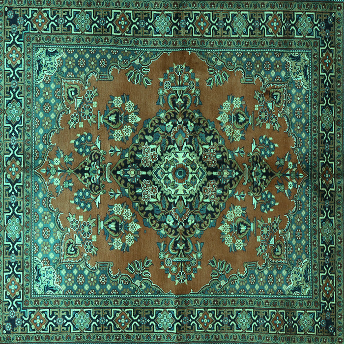 Square Machine Washable Persian Turquoise Traditional Area Rugs, wshtr1876turq