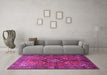 Machine Washable Persian Pink Traditional Rug in a Living Room, wshtr1876pnk