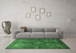 Machine Washable Persian Emerald Green Traditional Area Rugs in a Living Room,, wshtr1876emgrn