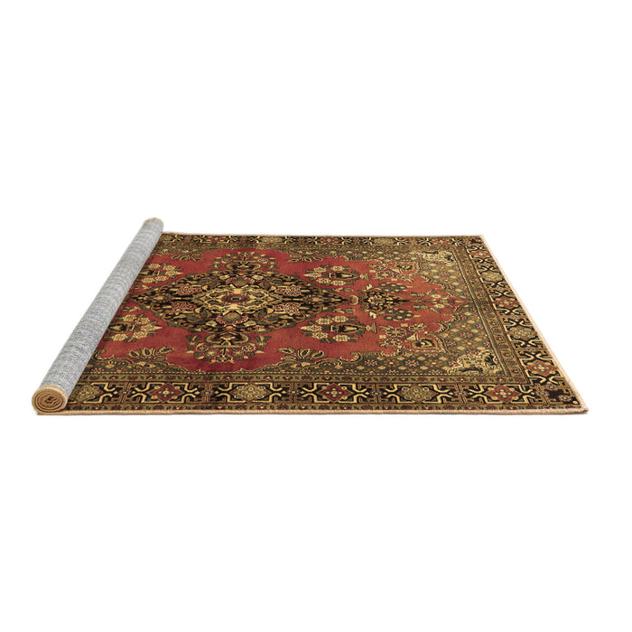 Sideview of Machine Washable Persian Brown Traditional Rug, wshtr1876brn