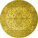 Round Machine Washable Persian Yellow Traditional Rug, wshtr1877yw