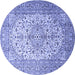 Round Machine Washable Persian Blue Traditional Rug, wshtr1877blu