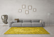 Machine Washable Persian Yellow Traditional Rug in a Living Room, wshtr1877yw