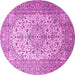 Round Machine Washable Persian Pink Traditional Rug, wshtr1877pnk