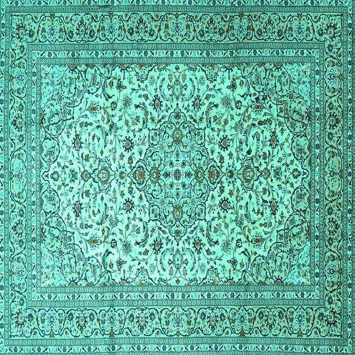Square Machine Washable Persian Turquoise Traditional Area Rugs, wshtr1877turq