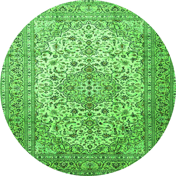 Square Persian Green Traditional Rug, tr1877grn