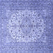 Square Machine Washable Persian Blue Traditional Rug, wshtr1877blu