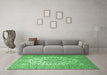 Machine Washable Persian Emerald Green Traditional Area Rugs in a Living Room,, wshtr1877emgrn