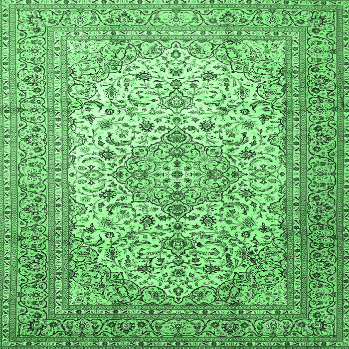 Square Machine Washable Persian Emerald Green Traditional Area Rugs, wshtr1877emgrn