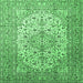 Square Machine Washable Persian Emerald Green Traditional Area Rugs, wshtr1877emgrn