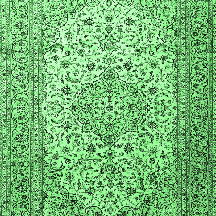 Machine Washable Persian Emerald Green Traditional Area Rugs, wshtr1877emgrn