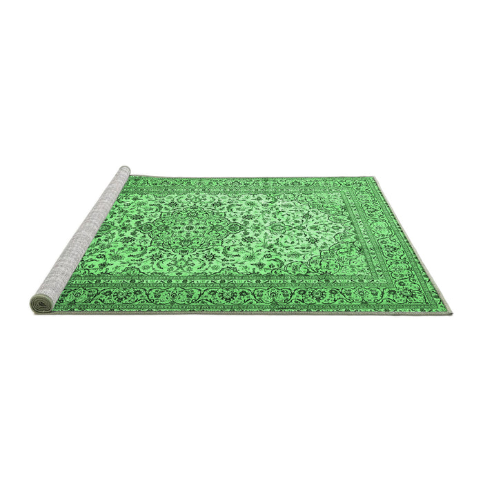 Sideview of Machine Washable Persian Emerald Green Traditional Area Rugs, wshtr1877emgrn