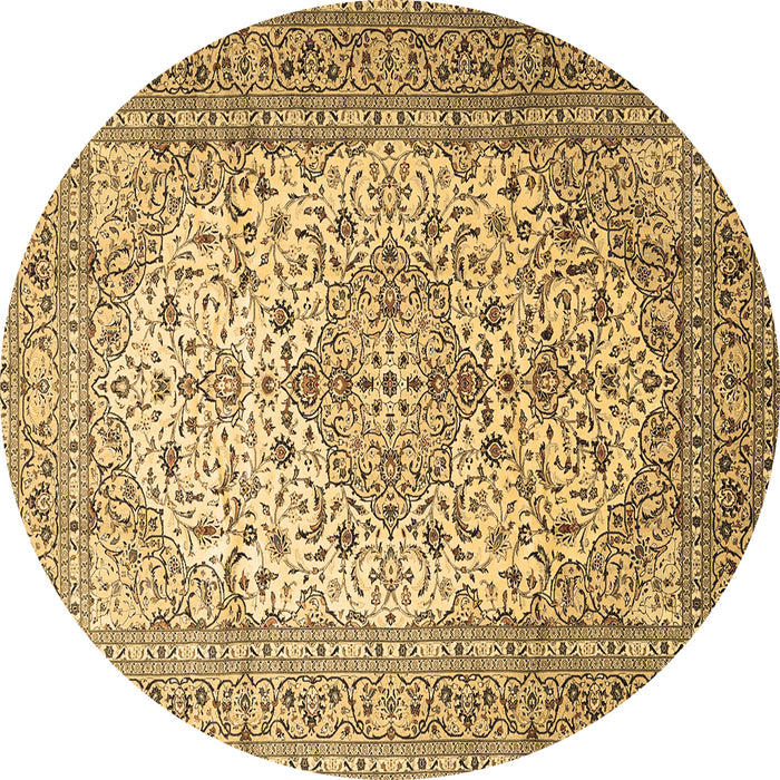 Round Machine Washable Persian Brown Traditional Rug, wshtr1877brn