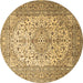 Round Persian Brown Traditional Rug, tr1877brn