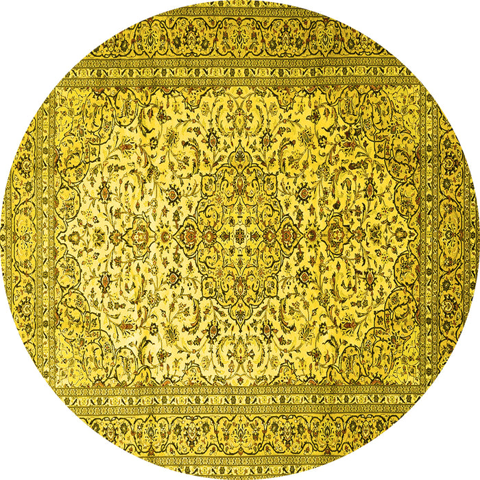 Round Persian Yellow Traditional Rug, tr1877yw