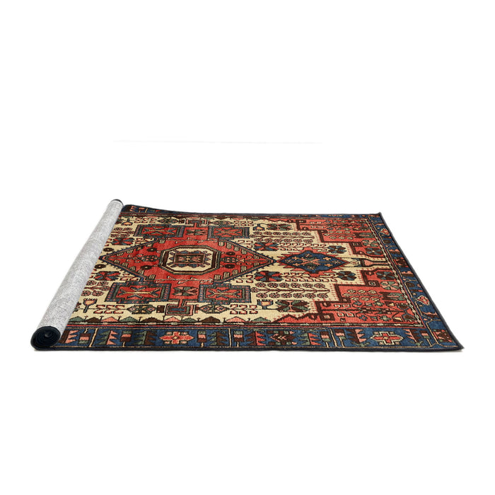 Sideview of Machine Washable Traditional Dark Almond Brown Rug, wshtr1878
