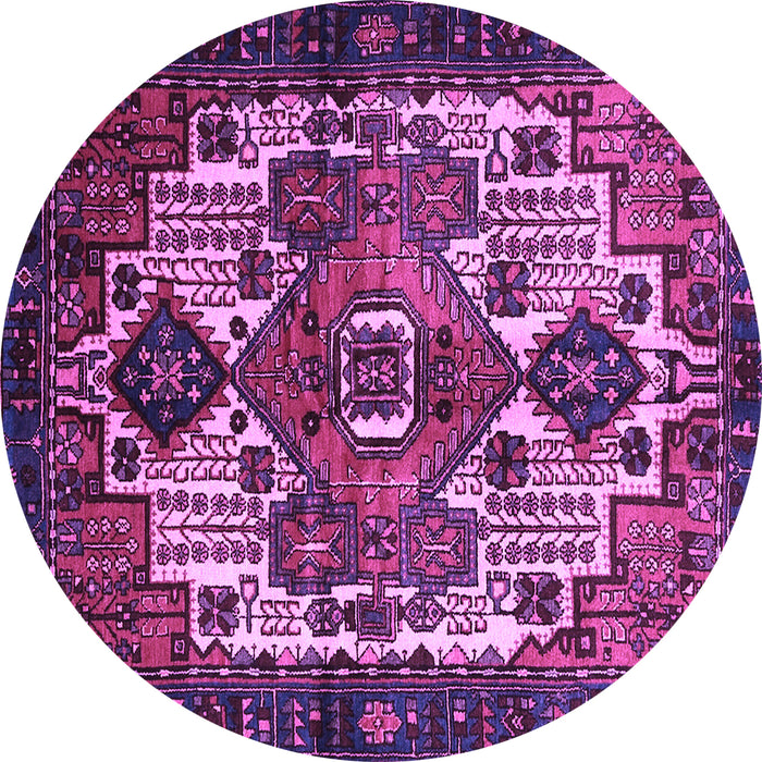 Round Machine Washable Persian Purple Traditional Area Rugs, wshtr1878pur