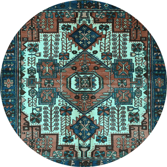 Round Machine Washable Persian Light Blue Traditional Rug, wshtr1878lblu