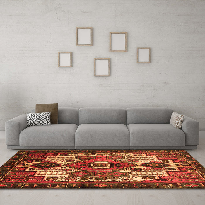 Machine Washable Persian Orange Traditional Area Rugs in a Living Room, wshtr1878org