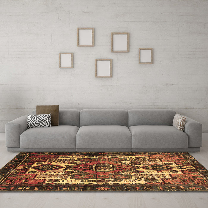 Machine Washable Persian Brown Traditional Rug in a Living Room,, wshtr1878brn