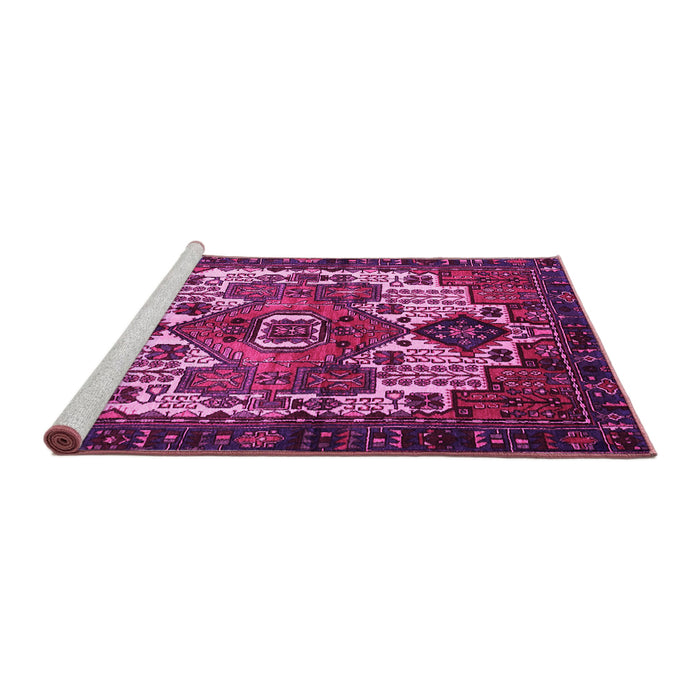 Sideview of Machine Washable Persian Pink Traditional Rug, wshtr1878pnk
